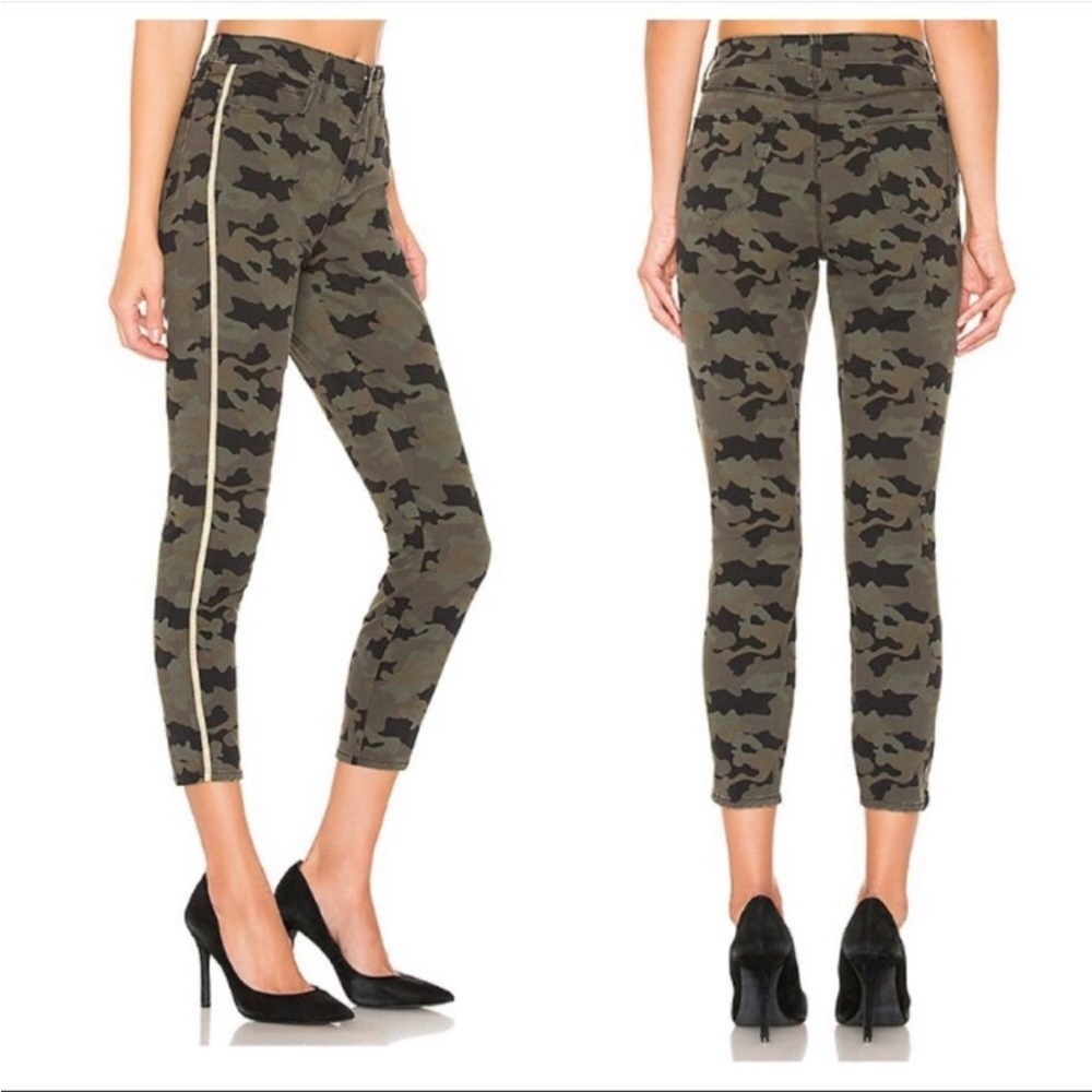 L’AGENCE Margot Camo Stone Gold Stripe Skinny Jeans Size 26